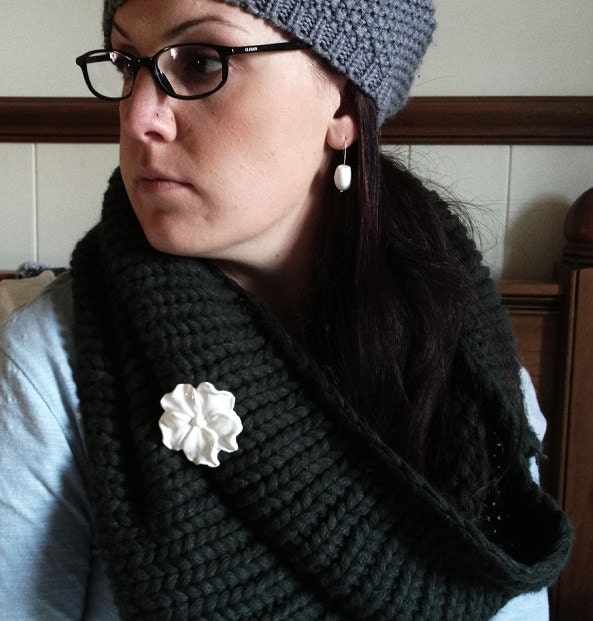 Winter Rose Ceramic Brooch