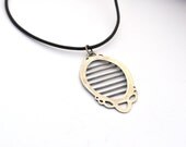 Sterling Silver Necklace, handmade necklace, statement jewelry, Horizontal Stripes, Leather Cord