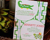 Turtles, Snails, and Alligator Tails Birthday, Shower Invitation or Birth Announcement