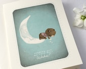Greeting Card, Card, Everyday, Birthday, Brown Bear, Moon, Stars, Wishes, Sending my Very Best Wishes