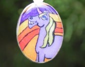 Unicorn art pendant jewelry/purple unicorn/resin/silver plate bail/handmade/wearable art jewelry