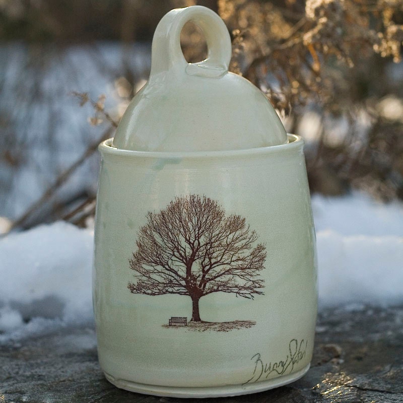 SALE Light Green Oak Jar by Bunny Safari