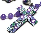 Anglican Protestant Prayer Beads Rosary Handmade Polymer Clay Canework Cross Lavender Quartzite Everything Else Religious