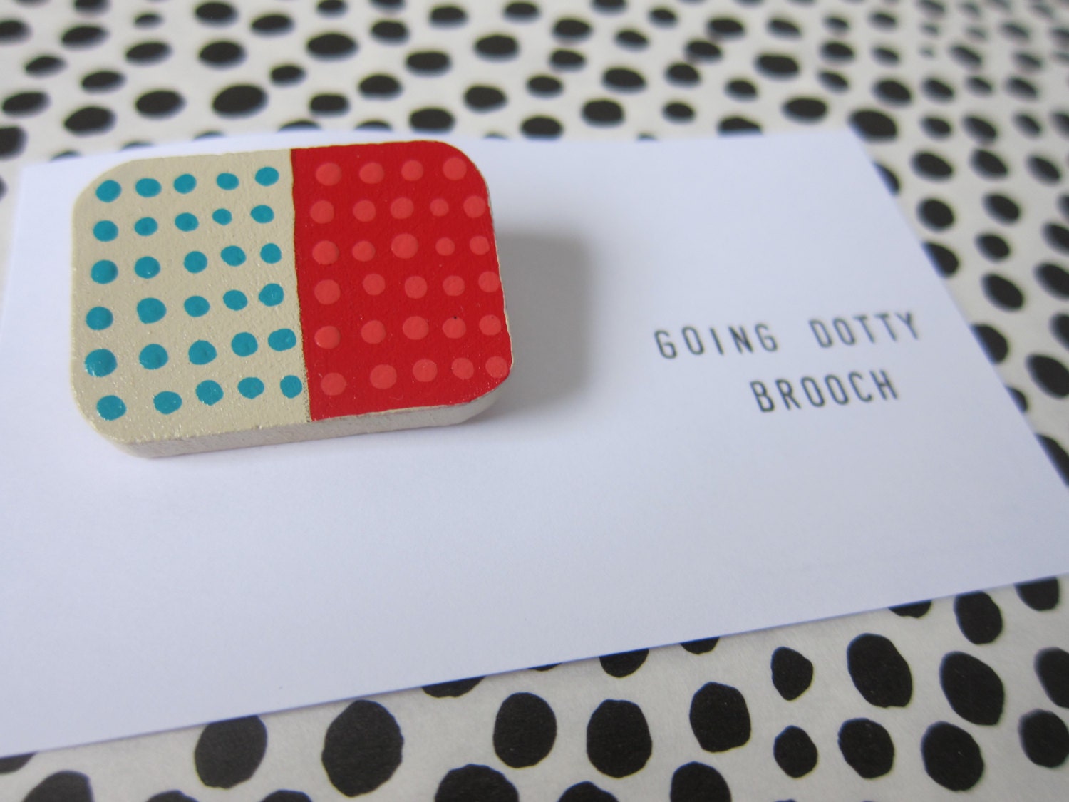 Brooch OOAK - Going Dotty (Red & White)