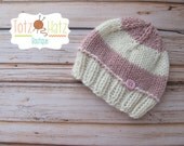 Stripe Beanie - Fisherman, Blossom  - Ready To Ship