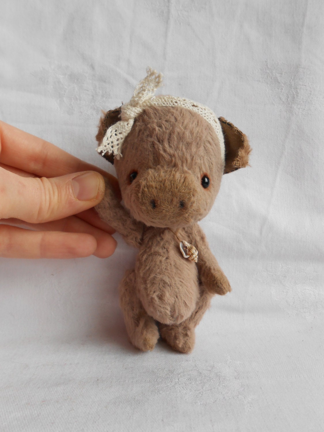 Artist bear little pig   by Sylvie Touzard MADE TO ORDER