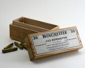 NEW - Oak cartridge box for .223 Remington with custom Winchester label