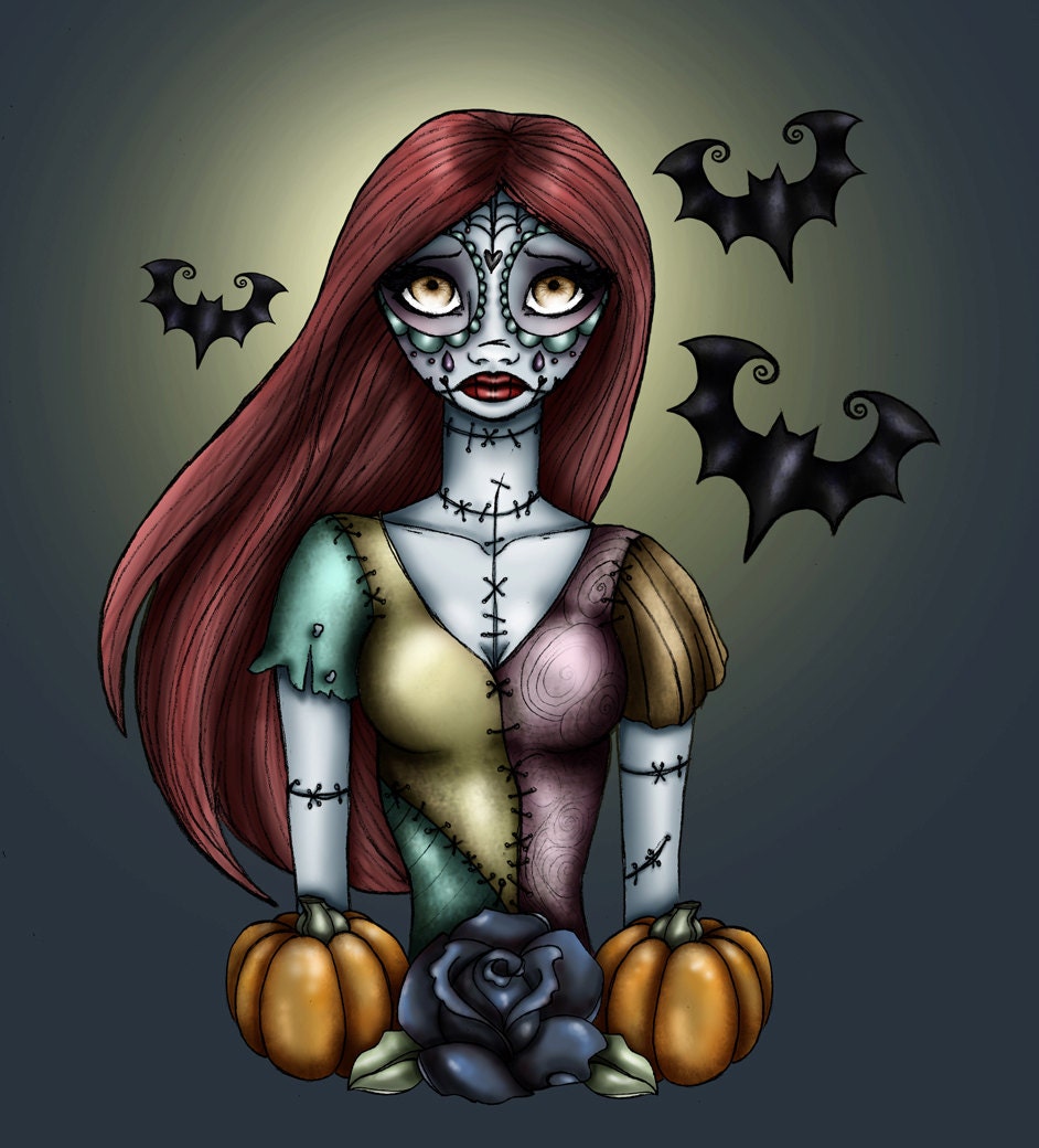 Day of the Dead Sally A Nightmare Before Christmas A4 Art Print by Hungry Designs