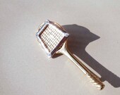 Summer Sale Vintage tennis racquet brooch Liz Claiborne gold tone