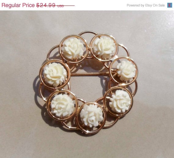 Summer Sale Vintage 12K Gold Filled rose brooch