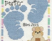 Birth Announcement, Cross Stitch, Wall Art, Gift, Baby, Made to Order, Handmade Personalized