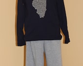 I Love Chicago long sleeve t-shirt 2T 4T 6 Navy Blue Chevron