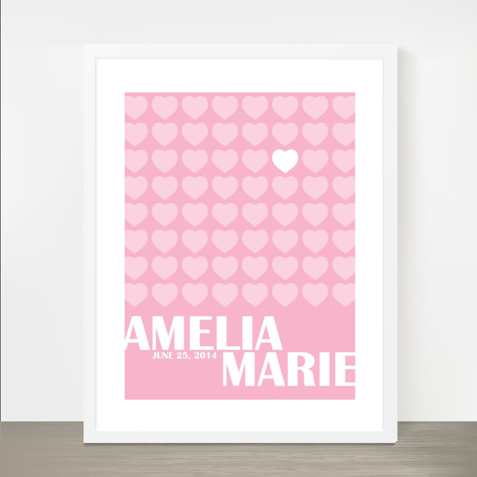 Personalized Wedding Date Print - Anniversary, Wedding, of New Baby Gift - Customized with Name and Date