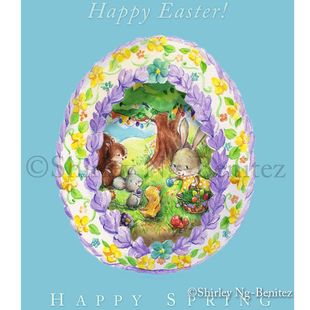 Happy Easter, Happy Spring, Easter Panoramic Sugar Egg
