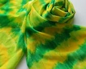 Silk Scarf - Lemon Lime - Hand Painted Ladies Scarves Green Kelly Yellow Grass Sun Citrus