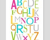 Modern Alphabet - 11x14 Print - Kids Wall Art for Nursery or Playroom - Educational - Choose Your Colors