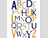 Modern Alphabet - 11x14 Print - Kids Wall Art for Nursery or Playroom - Educational - Choose Your Colors