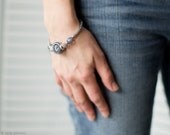 Metal Bracelet - 50 Shades of Gray - Handmade Felt - ready to ship - elegant casual style