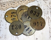 Salvaged BRASS TAG (1) with Numbers for Mixed Media and Altered Art