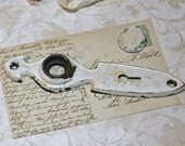 Escutcheon Plate Door Hardware with white chippy paint