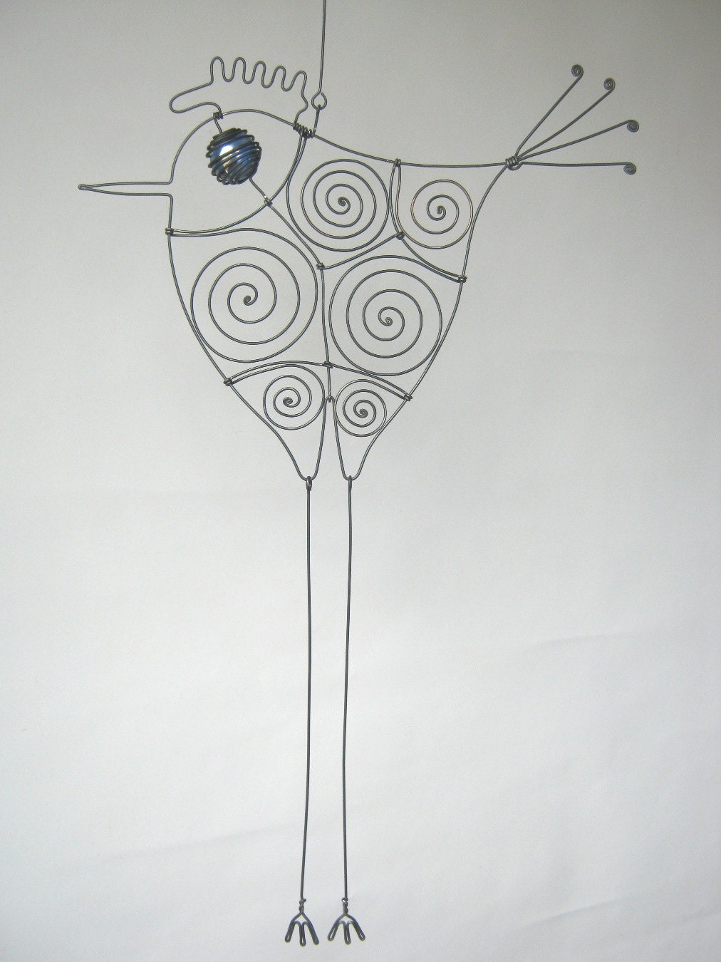 Blue - Eyed Wire Rooster Sculpture