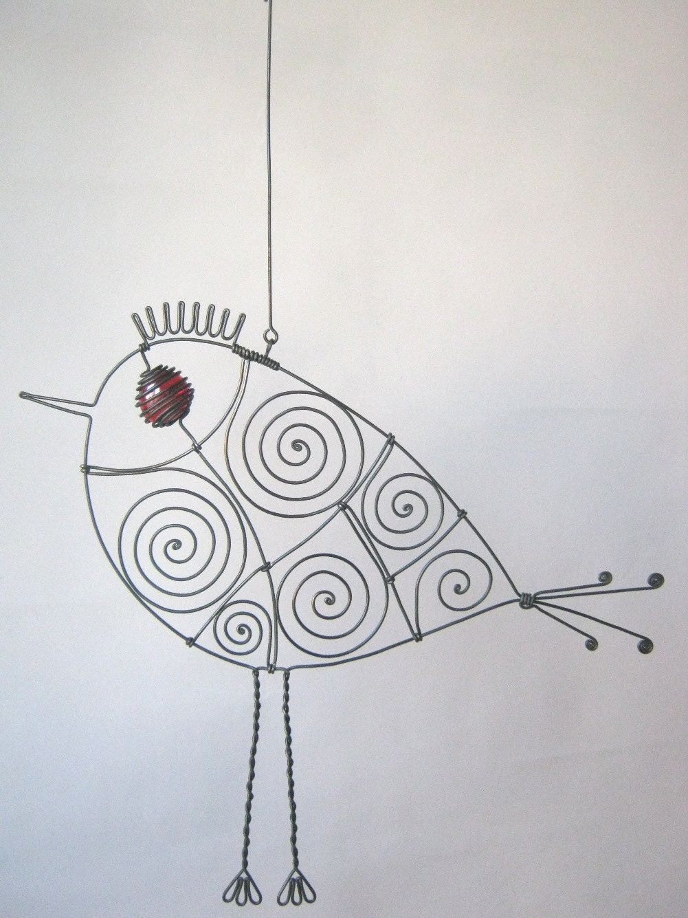 Still Another Red - Eyed Wire Bird Sculpture
