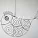 Pink - Eyed Wire Bird Sculpture