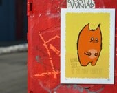 Too many cookies... or just love sick - Silly cat - Limited Edition Signed and Numbered 5x7 Giclée Illustration