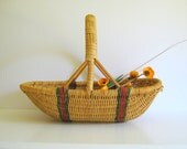 Vintage Gathering Basket, Farmer's Market Basket