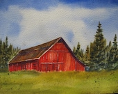 Original Watercolor Art Landscape Painting JUDE-Title: "A Rural Tradition"