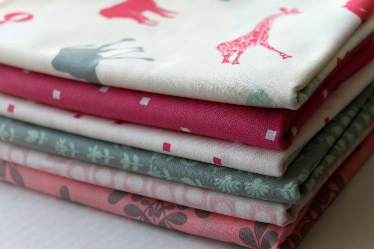 Pink and Grey Hullabaloo and Sherbet Pips Moda Fabric Half Yard Set 3 yd Bundle
