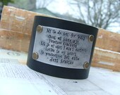 My To Do List For Today Lessons Kindness Listen Just Breathe Custom Hand Stamped 2 Inch Firm Black Leather Cuff by MyBella