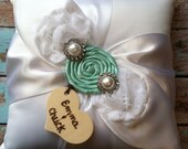 RING BEARER PILLOW / tiffany blue / personalized ring bearer pillow , rustic wedding , barn yard ,wedding pillow , wedding pillow