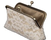 Gold and Lace - Silk Lined Clutch Bag (Medium Size)