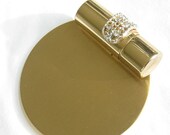 ON SALE Vintage Gold Tone Rhinestone studded Mirror and Lipstick Compact Duo
