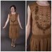 Vintage 1920s Dress - Chocolate Brown Cotton Voile Drop Waist Dress with Embroidery