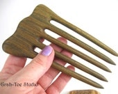 Hair Fork  5 Prong Lignum Vitae Wood Hairfork Grahtoestudio Handmade