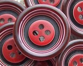 vintage sewing buttons Mod Red Bull's Eye ring arounds 7/8" x7