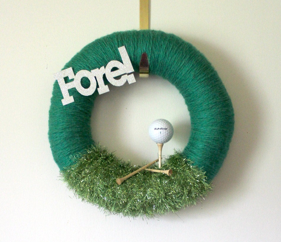 Golf Wreath, Emerald Green Wreath, Fathers Day Wreath, Sports Wreath, 12 inch size - READY TO SHIP