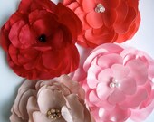Handmade Blossoms - the Blushes - red, pink, coral, pink champagne