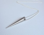 Modern spike necklace - silver - 30 inch chain - FREE U.S. SHIPPING