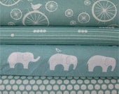 ORGANIC aqua 3 piece crib bedding set- crib skirt, fitted sheet, changing pad cover- made to order