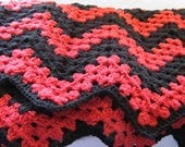 crochet blanket / afghan / throw chevron   or Granny ripple afghan / throw: orange black