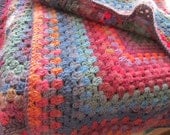 Crochet blanket, Granny Square blanket, afghan, hand crocheted, lap blanket, throw, wool