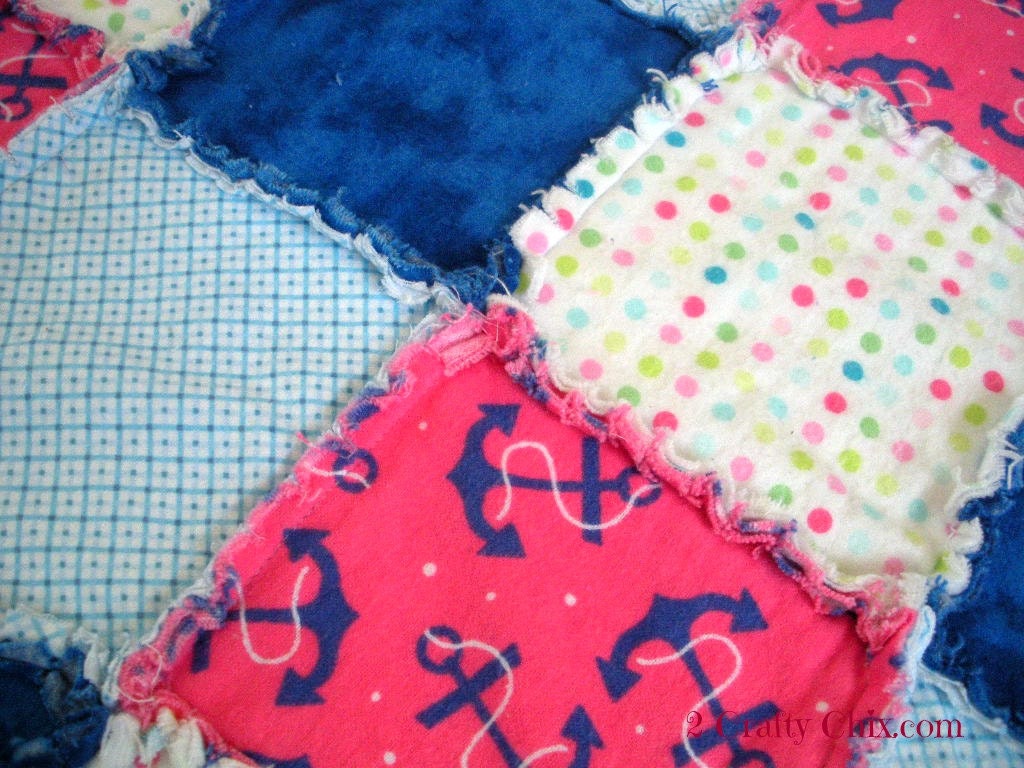 Anchors Away Flannel Rag Edge Quilt Blanket