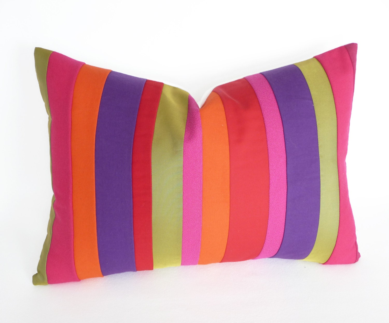 Bright Color Blocked Pillows, Colorful Throw Pillow Covers, NEW, Neon Stripes, Striped, Bands, Boho Chic, Oblong Lumbar Cushions 14x20