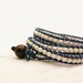 Nautical Blue Wrap Bracelet / Eco Friendly Unisex Leather White Coral Wrap Bracelet / Coconut Wood Silk / Bohemian Navy Electric Bright Blue