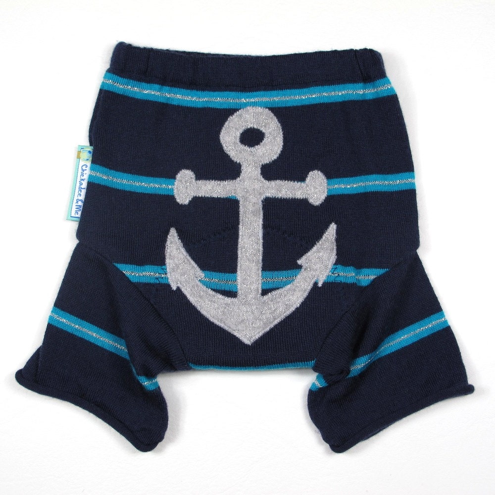 Wool Shorties Diaper Cover - AHOY - Small 0-9M