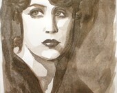 Head of a Girl 11, In Shadow (Susan Fleming) by Rowena Murillo limited edition print 2/50 of ink wash painting