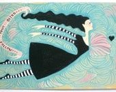 Flying Girl Does It Anyway, or Follow Your Bliss, by Rowena Murillo OOAK original acrylic painting